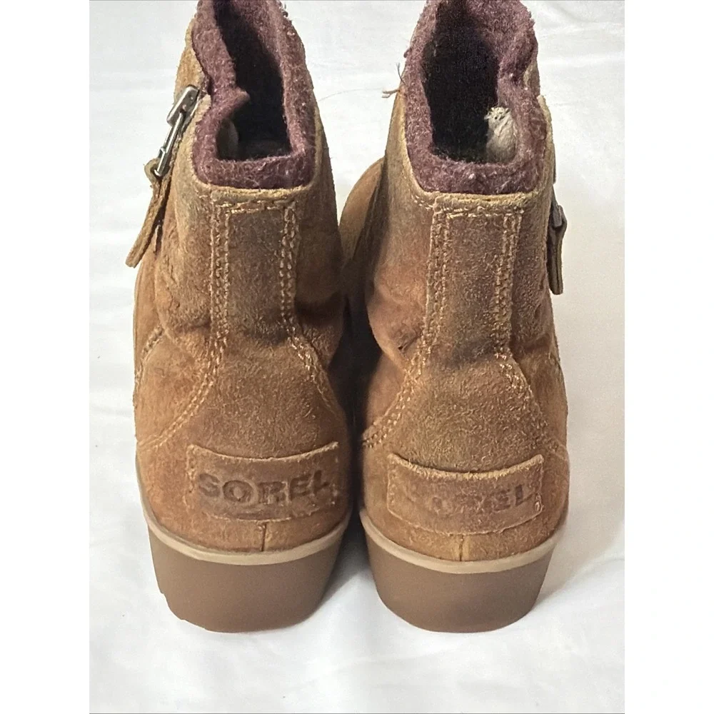 Sorel Meadow Women's 11 M Ankle Boots Brown Waterproof Suede NL2189-286 Side Zip
